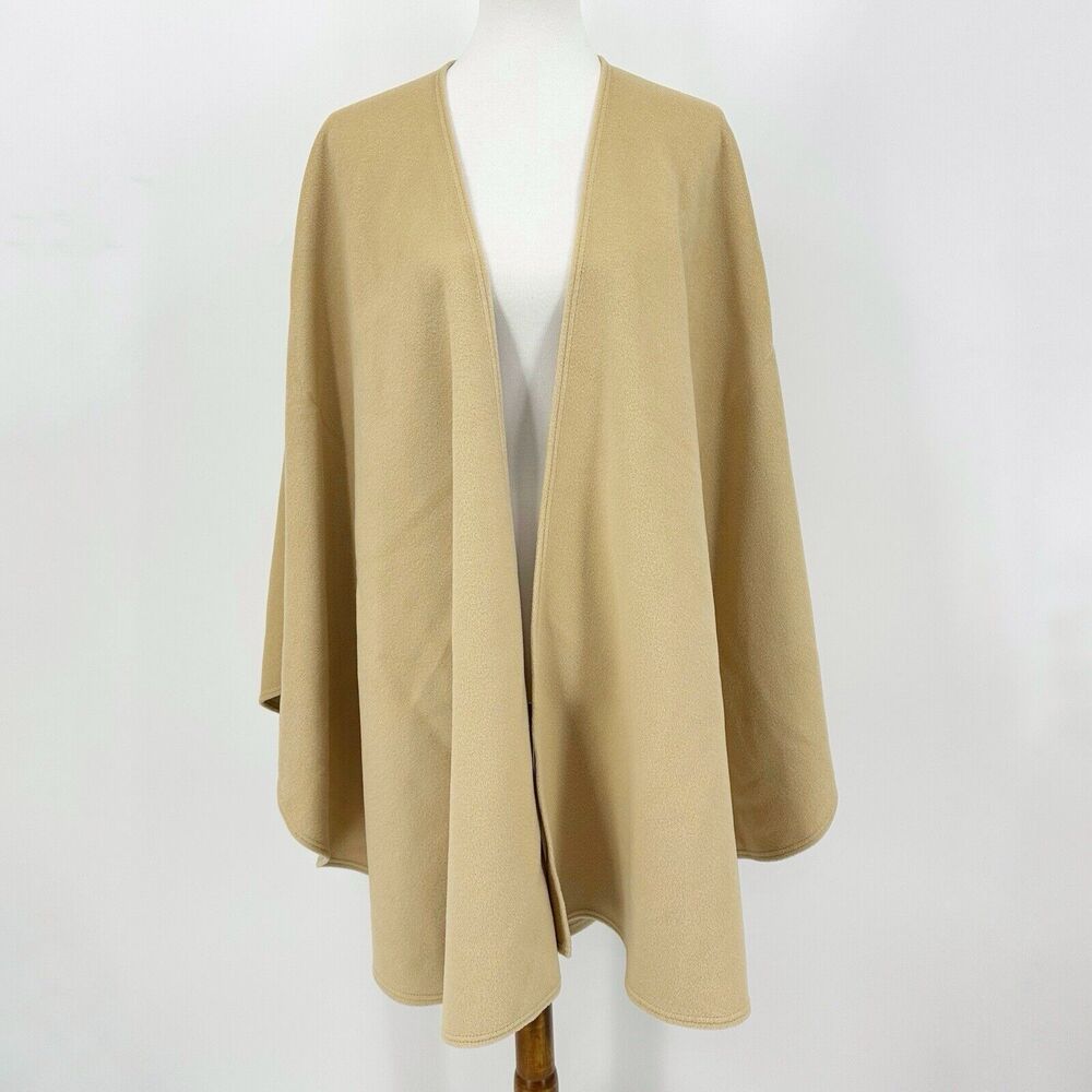 Roeckl Women Cape Poncho Beige Merino Wool Cashgora Angora Drapecore Minimalist